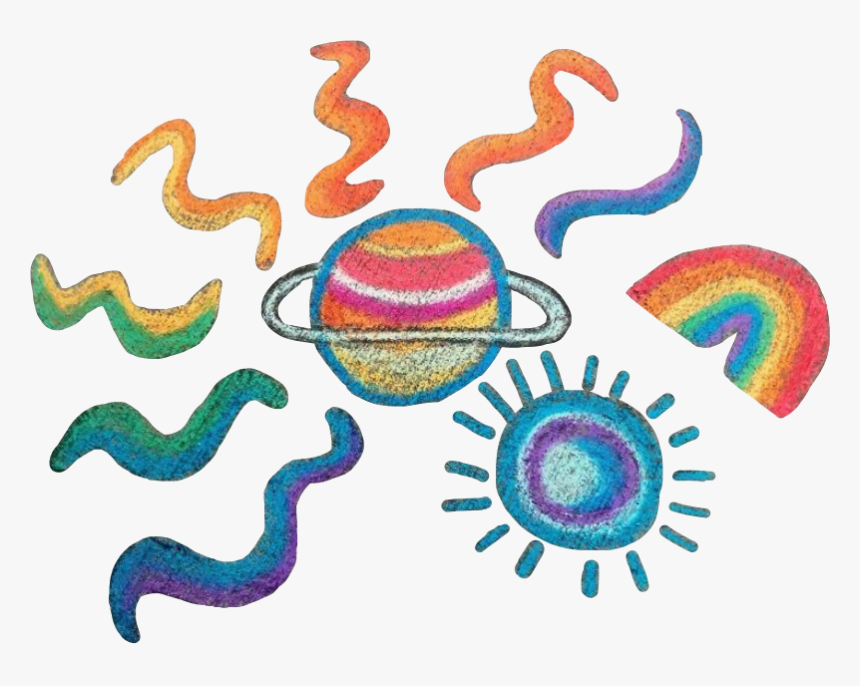 #space #planets #rainbow #aesthetic #chalk #chalkart - Circle, HD Png Download
