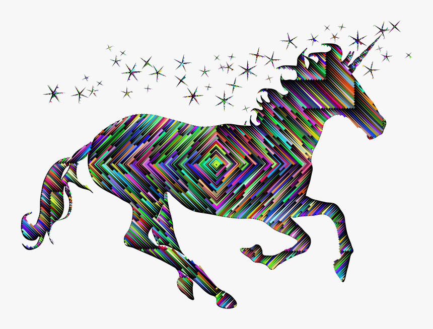 Prismatic Magical Unicorn Silhouette Concentric With - Unicorn Silhouette Transparent Background, HD Png Download