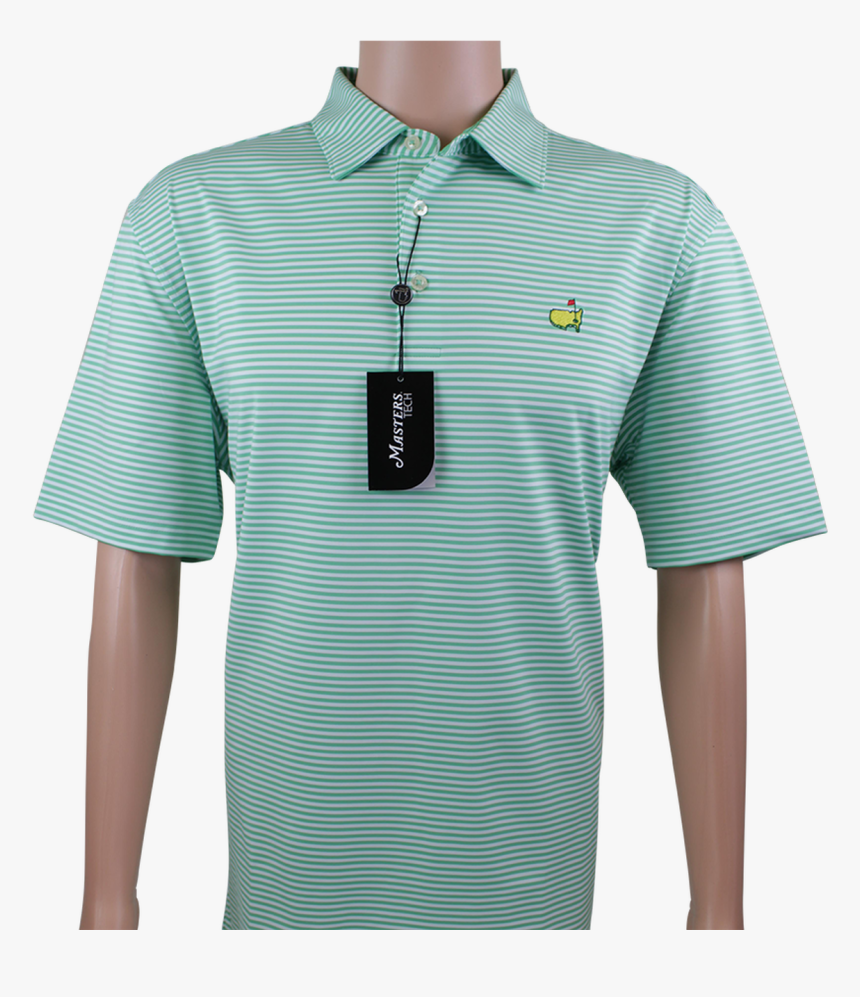 Masters Spring Green & White Striped Performance Tech - Masters Golf Shirt, HD Png Download