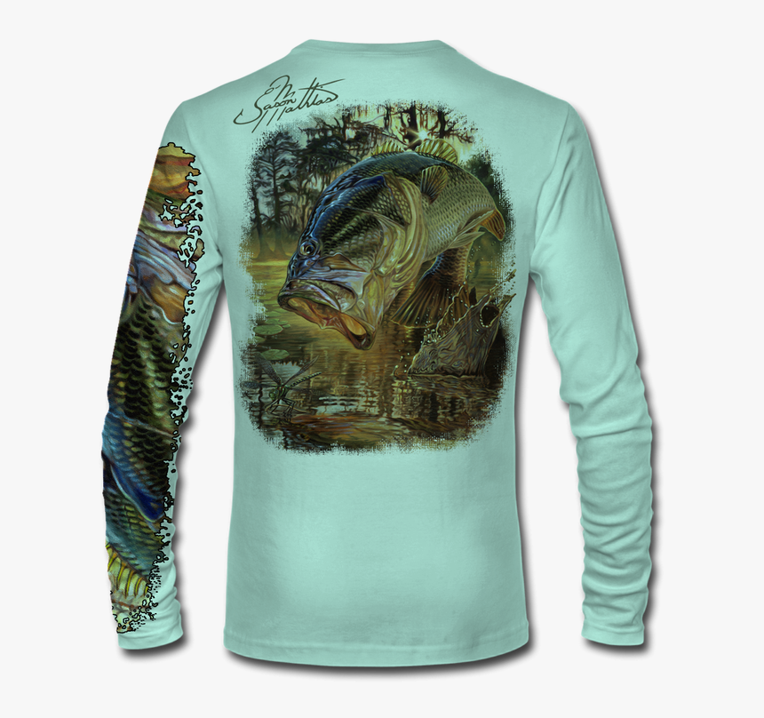 Back View On Seagrass Green - Bass Long Sleeve Shirt, HD Png Download