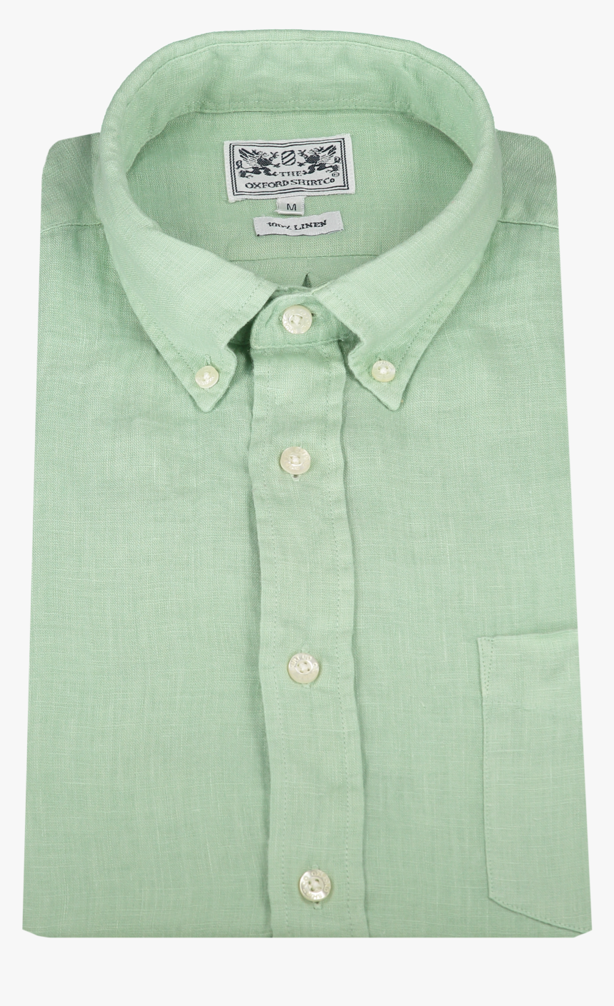 Linen Shirt With Button Down Collar In Pea Green 
 - Button, HD Png Download