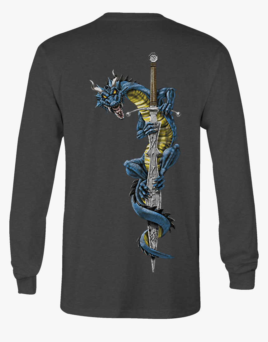 Long Sleeve Tshirt Dragon Knight Sword Shirt For Men - T-shirt, HD Png Download