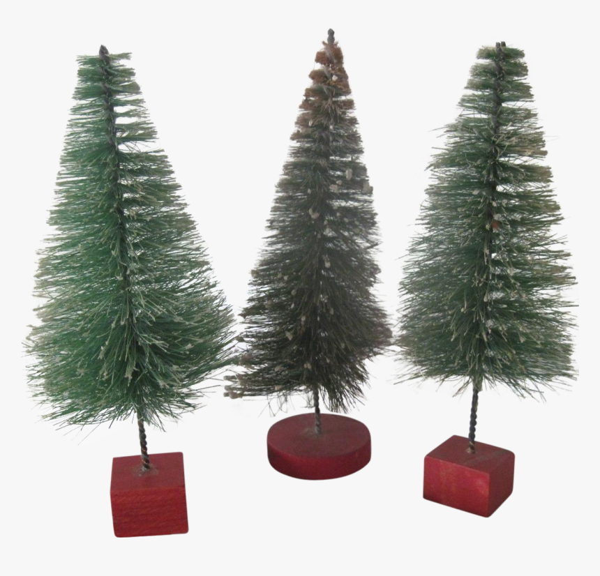 Set Of Three Vintage Miniature Bottle Brush Christmas - Christmas Tree, HD Png Download