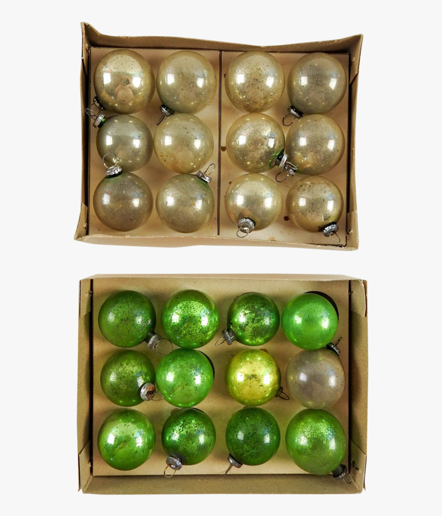 Vintage Mini Green & Silver Christmas Ornaments - Pearl, HD Png Download