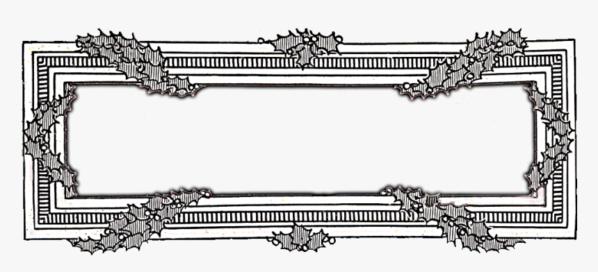 Christmas Clip Art Holly Frame - Vintage Christmas Clip Art Black And White, HD Png Download