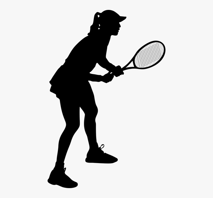 Female, Tennis, Silhouette, Woman, Girl, Lady, Sports - Silhouette Tennis Clipart, HD Png Download