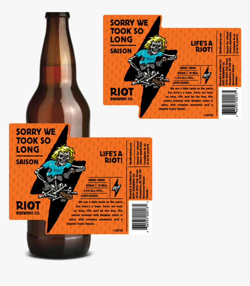 Riot Brewing Co Riot Beer Sorry We Took - Beer Bottle, HD Png Download