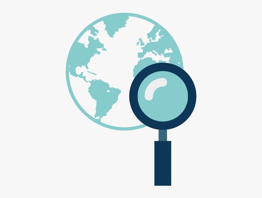 Globe And Magnifying Glass Icon For Worldwide Patent - Magnifying Glass World Clipart, HD Png Download