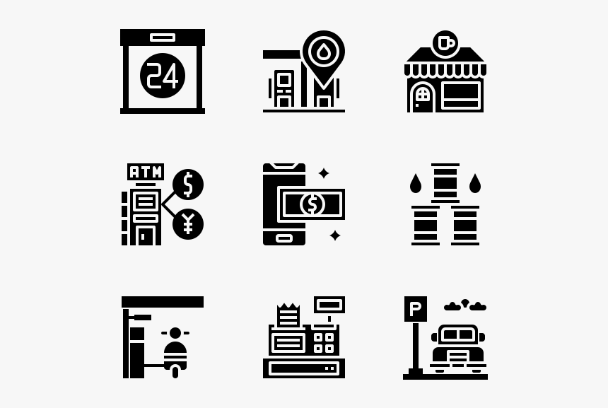 Gas Station - Black-and-white, HD Png Download