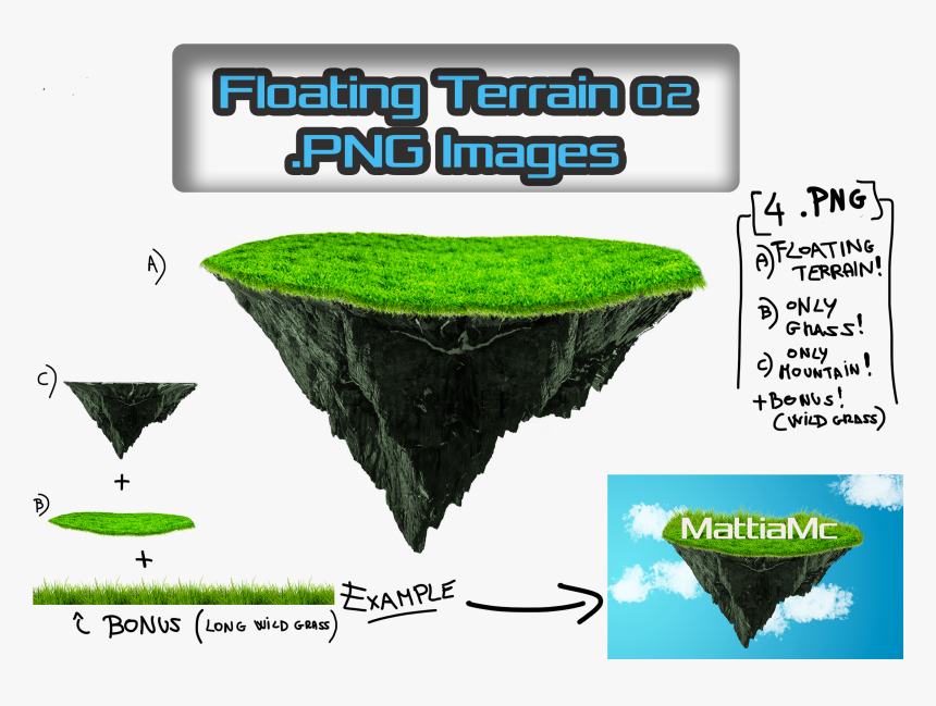 Floating Terrain Mountain 02 Png Bonus By Mattiamc - Floating Terrain Png, Transparent Png