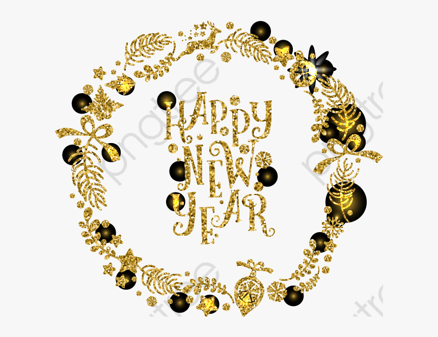 Gold Vector Lace And - Happy New Year Png File, Transparent Png