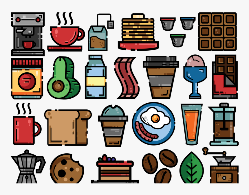 Food Illustrations Icons Breakfast Food Vector Colorful, HD Png Download
