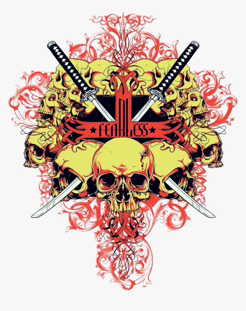 And Illustrator Skull T-shirt Sword Adobe Clipart - T-shirt, HD Png Download