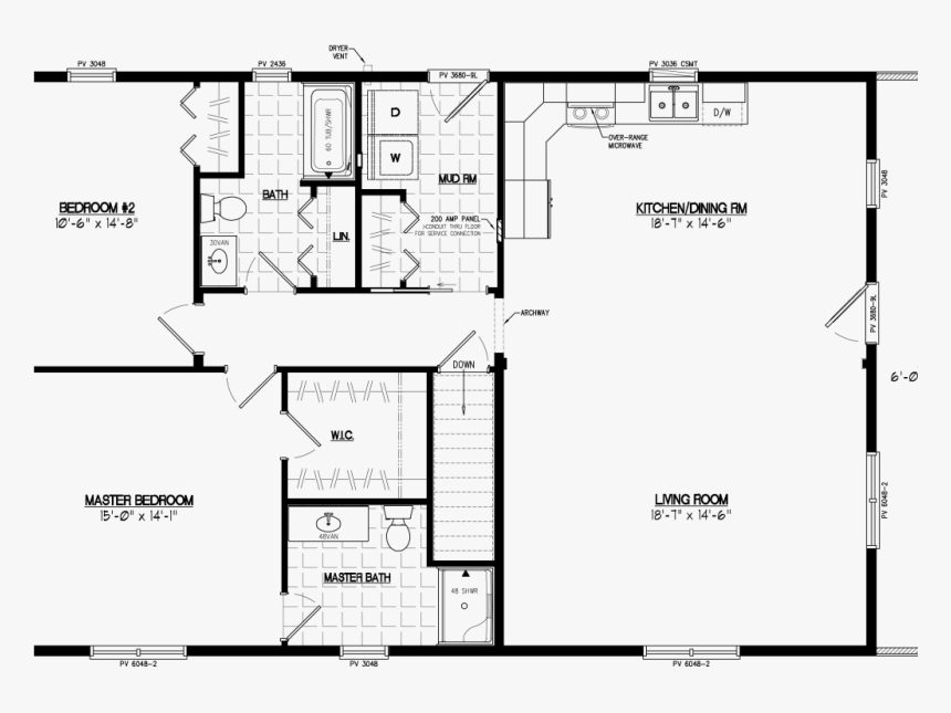 Loft 24 X 40 Floor Plan, HD Png Download