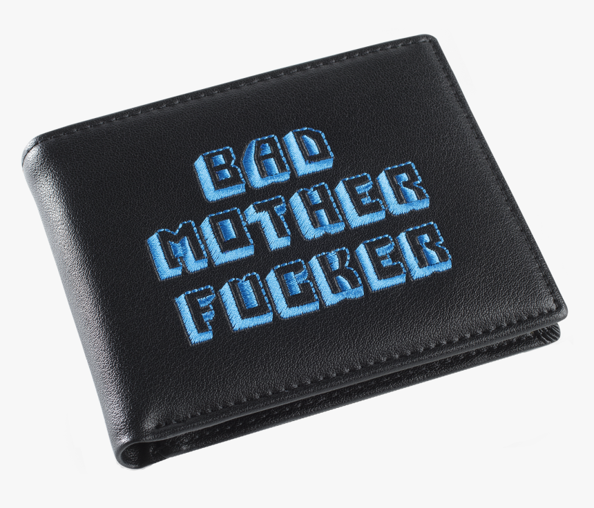 Black/blue Embroidered Bad Mother Fucker Leather Wallet - Wallet, HD Png Download
