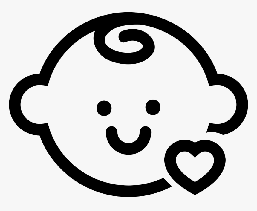 Baby Head With A Small Heart Outline - Kids Icon, HD Png Download