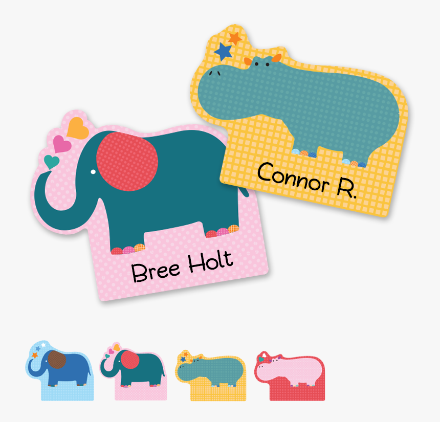 Fun Shapes Labels - Hippo Label, HD Png Download