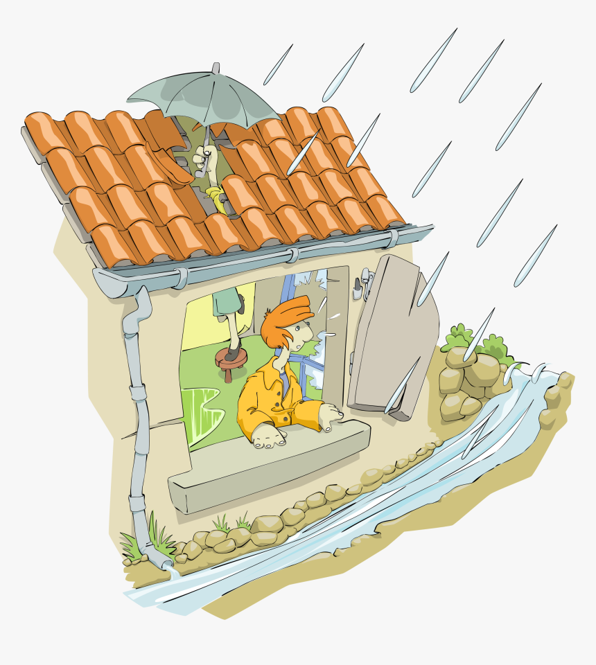 Leaky House Clip Arts - House Raining Clip Art, HD Png Download