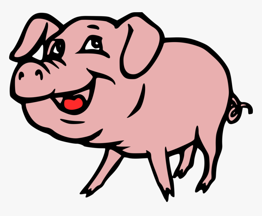 Pink,line Art,livestock - Pig Clip Art, HD Png Download