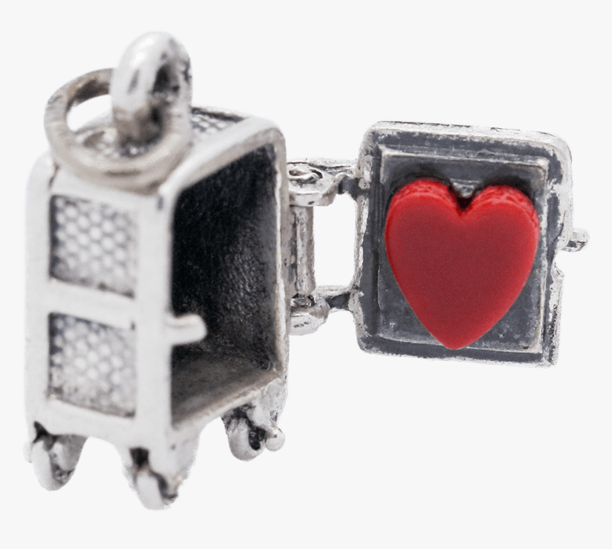Vintage Sterling Silver Heart Safe Articulated Charm - Earrings, HD Png Download