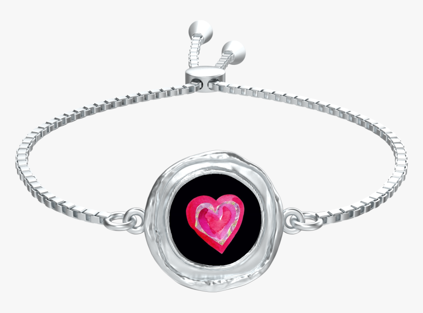 Big Heart Coin Silver Bracelet - Swarovski Bracelet Black, HD Png Download
