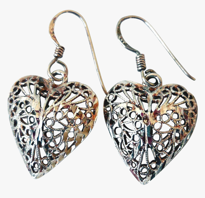 Sterling Silver Filigree Heart - Earrings, HD Png Download