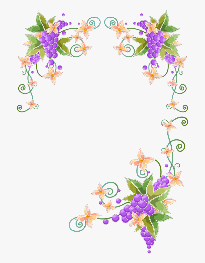 Christmas Corner Border Png - Border Design With Flowers And Butterflies, Transparent Png