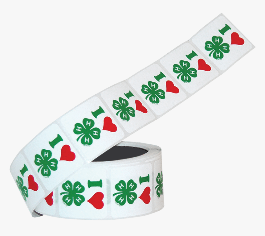 Roll Of 500 I Love 4-h Stickers - 4 H Clover, HD Png Download