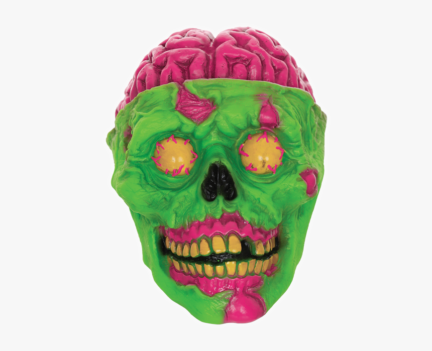 Neon Zombie Skull - Skull, HD Png Download