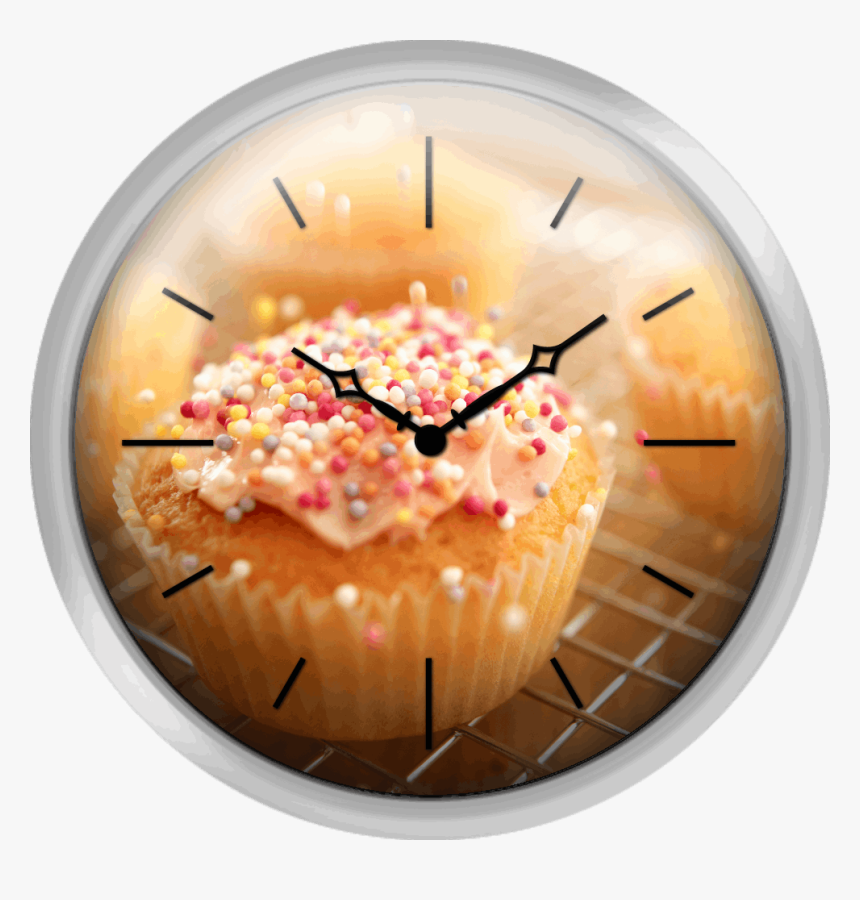 Sprinkles Falling On Frosted Cupcake - Wall Clock, HD Png Download