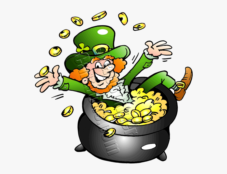 Clip Art Free Library Revolutionary With A Pot - Leprechaun Sitting On Pot Of Gold, HD Png Download