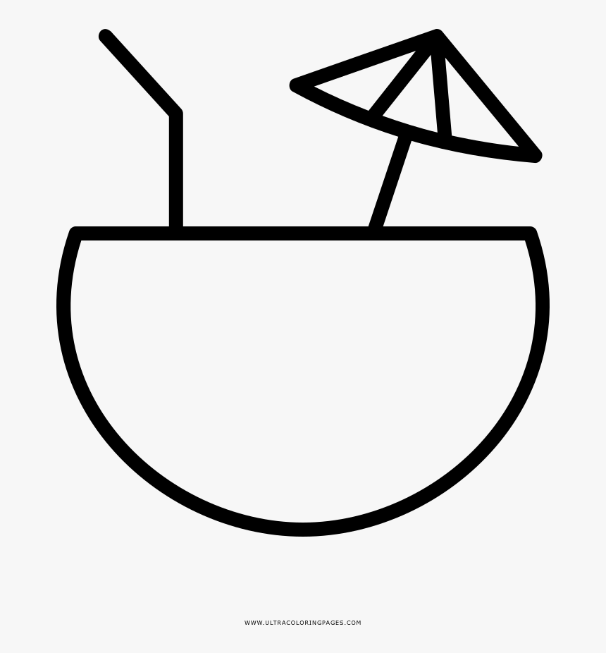 Coconut Drink Coloring Page - Line Art, HD Png Download