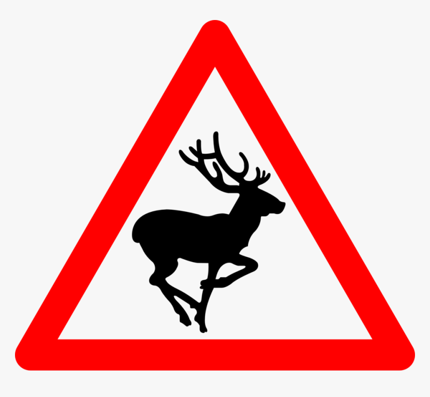 Deer Traffic Sign Warning Sign Clip Art - Wild Animals Road Sign, HD Png Download