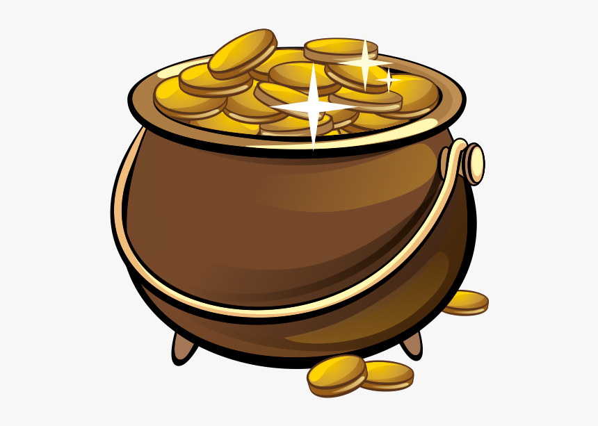 Gold Coin Leprechaun Money Pot With Gold Coins Clipart, HD Png