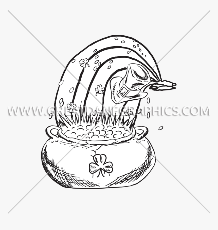 Pot Of Gold Production Ready Artwork For T Shirt Printing - Line Art, HD Png Download