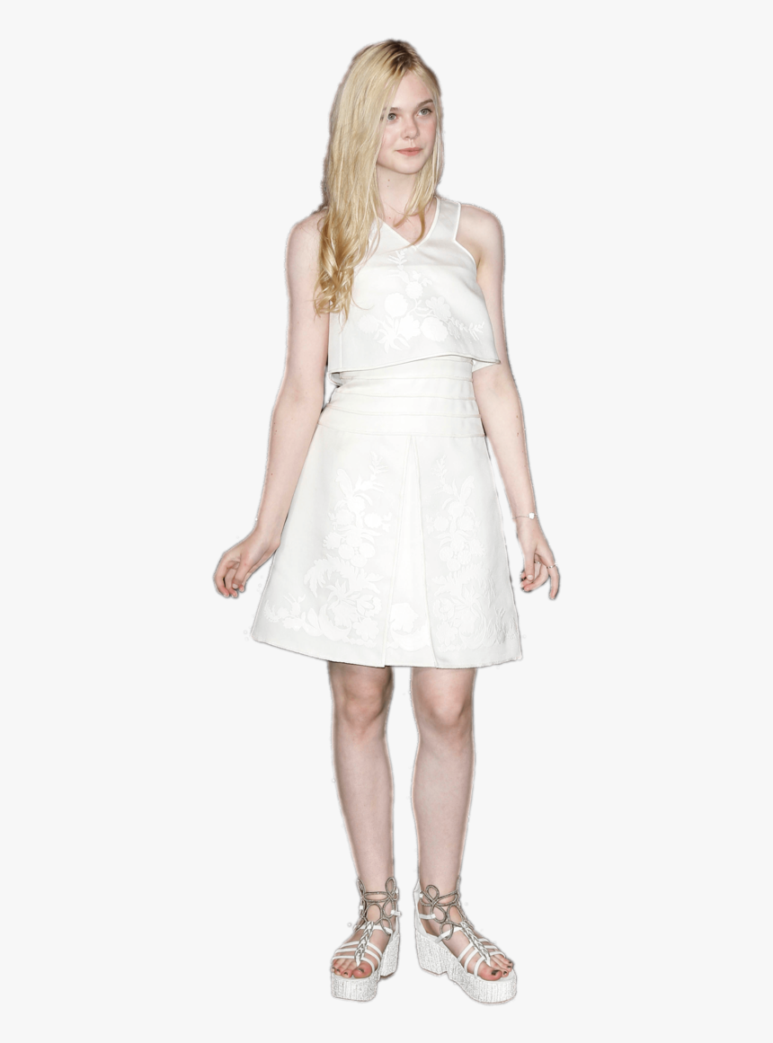 Elle Fanning White Dress - Elle Fanning Png, Transparent Png
