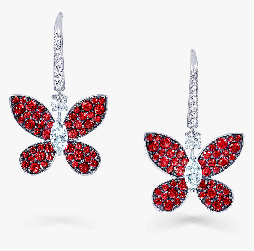A Pair Of Graff Pavé Butterfly Drop Earrings Pave Set - Graff Pave Butterfly Earrings, HD Png Download