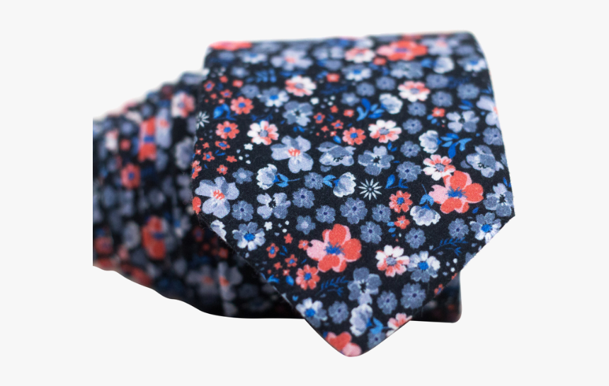 Orange Blue And Grey Floral Necktie - Patchwork, HD Png Download
