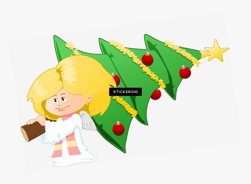 Christmas Tree Angel Greeting Cards Clipart , Png Download - Christmas Clip Art, Transparent Png