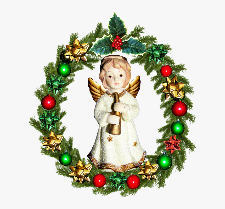 Christmas, Wreath, Angel - Christmas Robin Images Free, HD Png Download