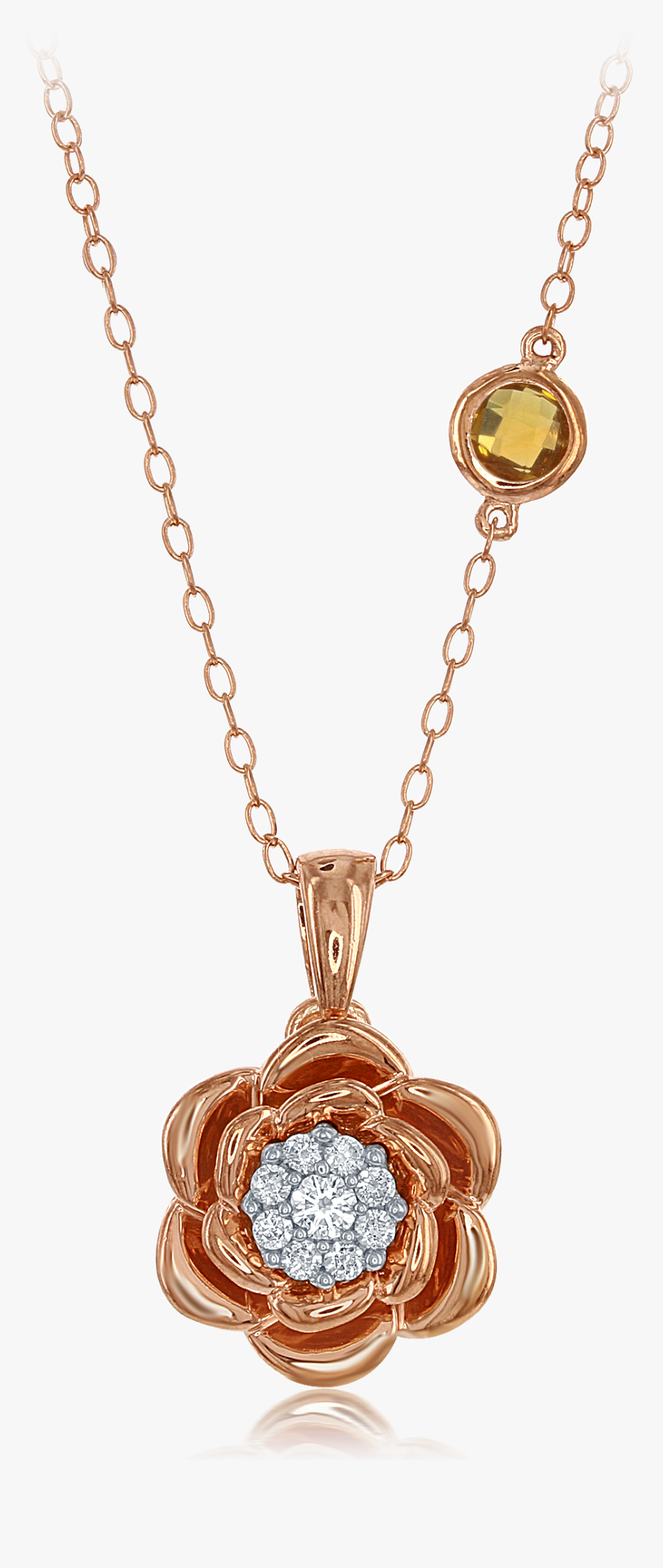 Enchanted Disney S Belle 14k Rose And White Gold Diamond - Colar Bela E A Fera, HD Png Download