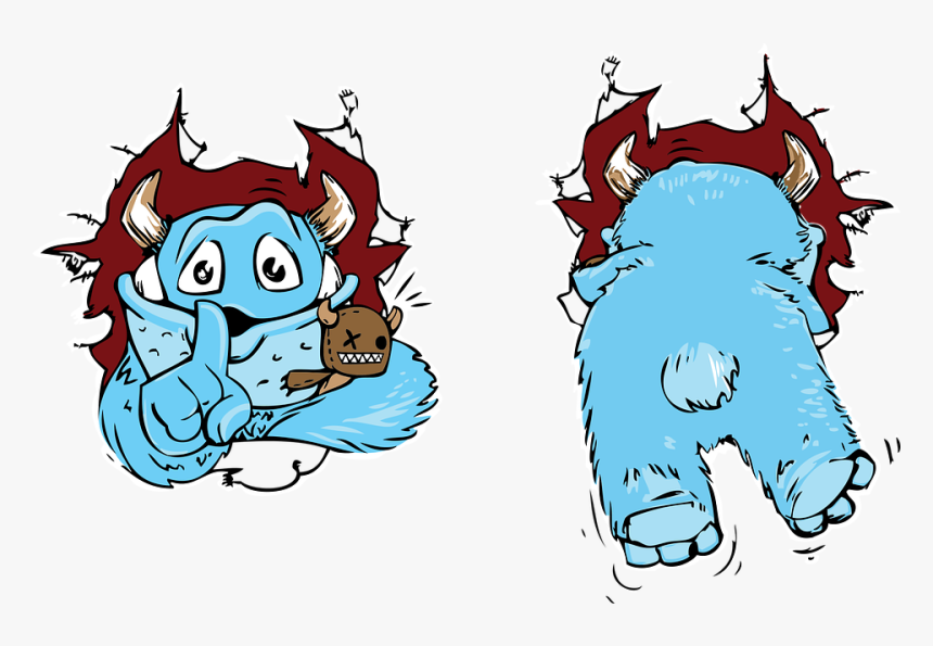 Monster, Cute, Shush, Fun, Fur, Fluffy, Adorable, Horns - Vector Graphics, HD Png Download