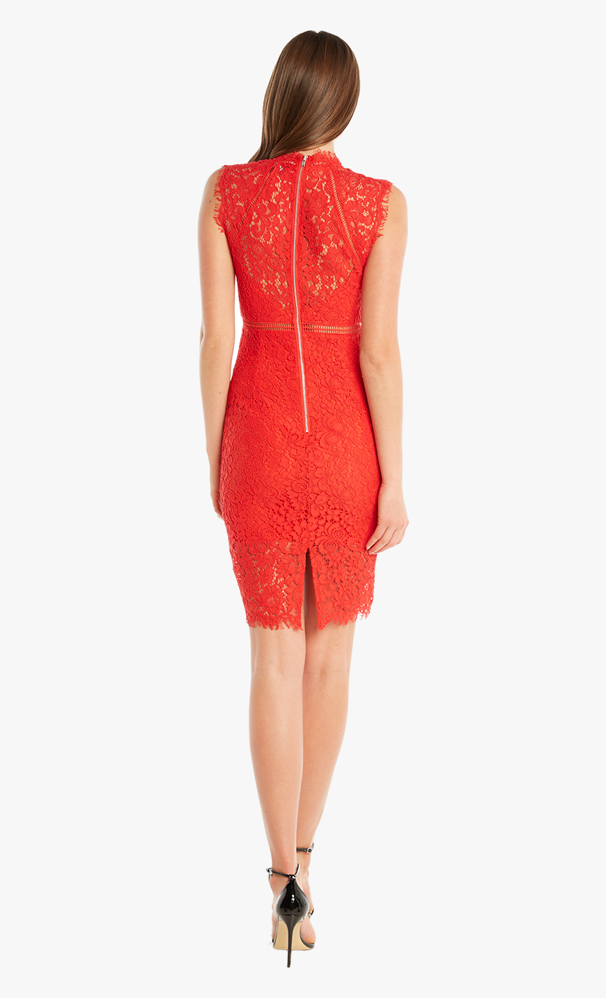 Lace Panel Dress In Colour High Risk Red - Cocktail Dress, HD Png Download