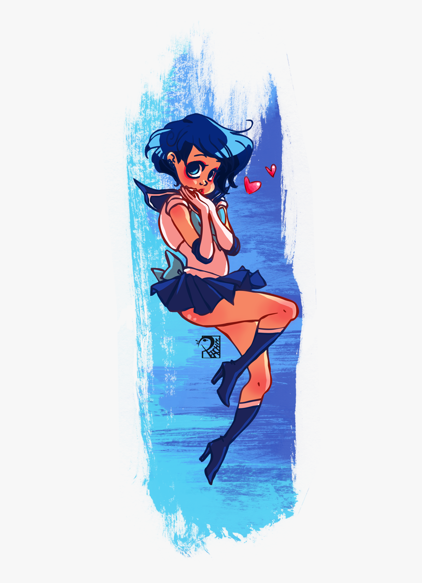 Mizuno Ami And Sailor Mercury Drawn By Peach Moerk - Sailor Mercury, HD Png Download