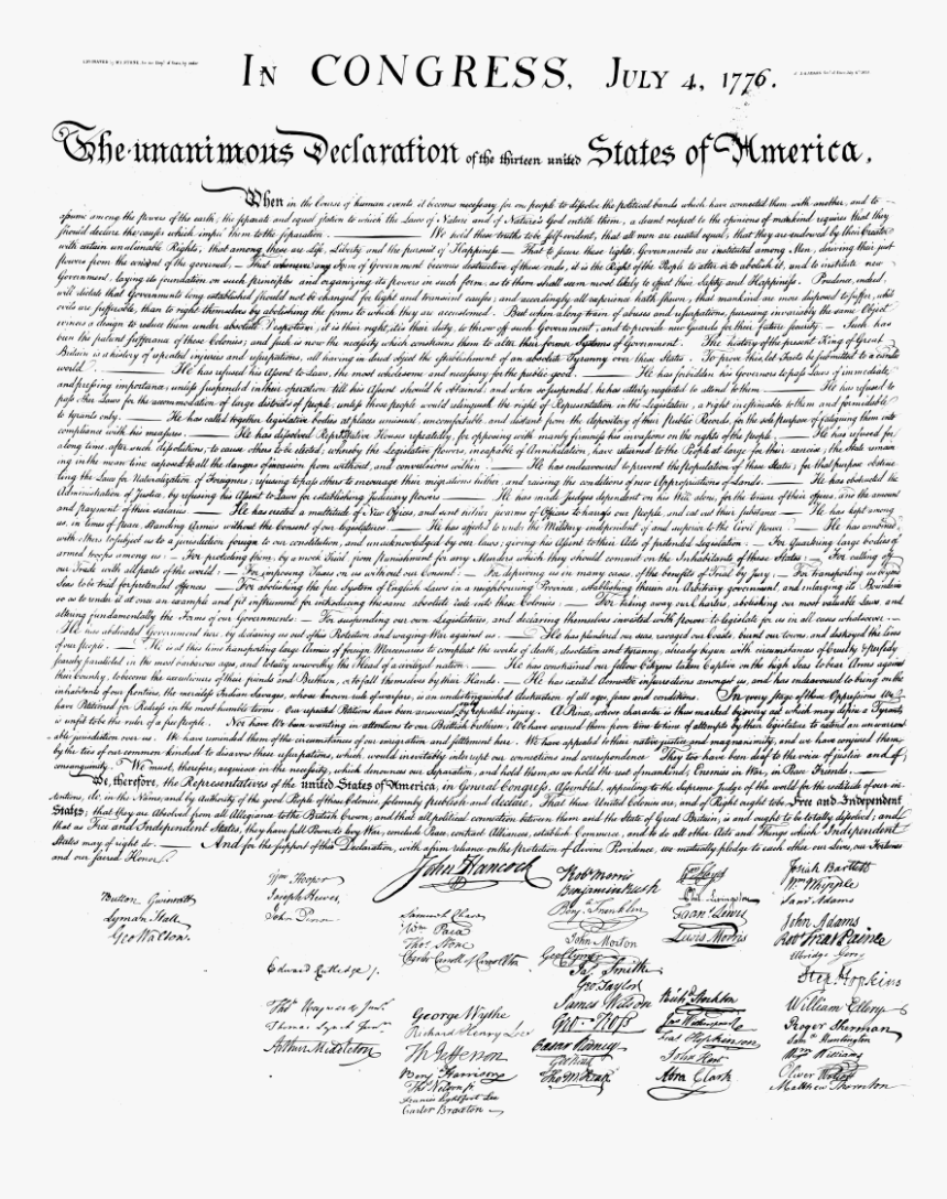 Declaration Of Independence Text Version, HD Png Download