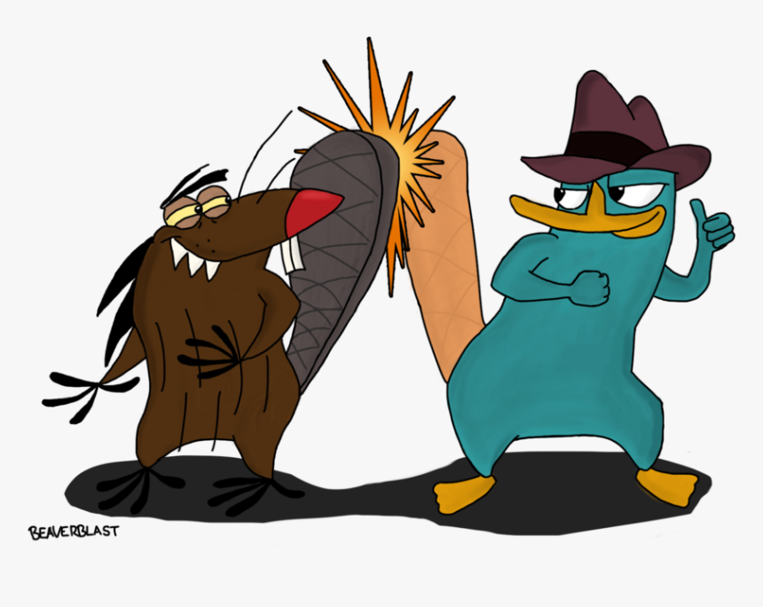 Beaver-tail Slap Colored By Beaverblast On Clipart - Perry The Platypus And Beaver, HD Png Download
