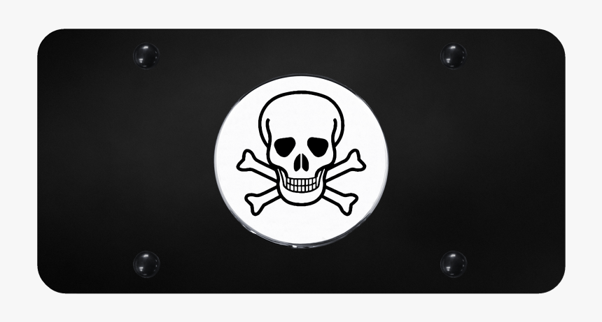 Au-tomotive Gold Skull Chrome On Black Plate - Skull And Crossbones, HD Png Download