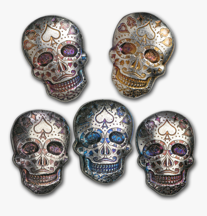 2 Oz Hand Poured Silver Skull - Skull, HD Png Download