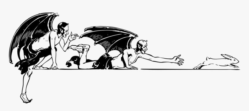 Devil, Wings, Demon, Horror, Satan, Evil, Rabbit - Demon Black And White Clipart, HD Png Download