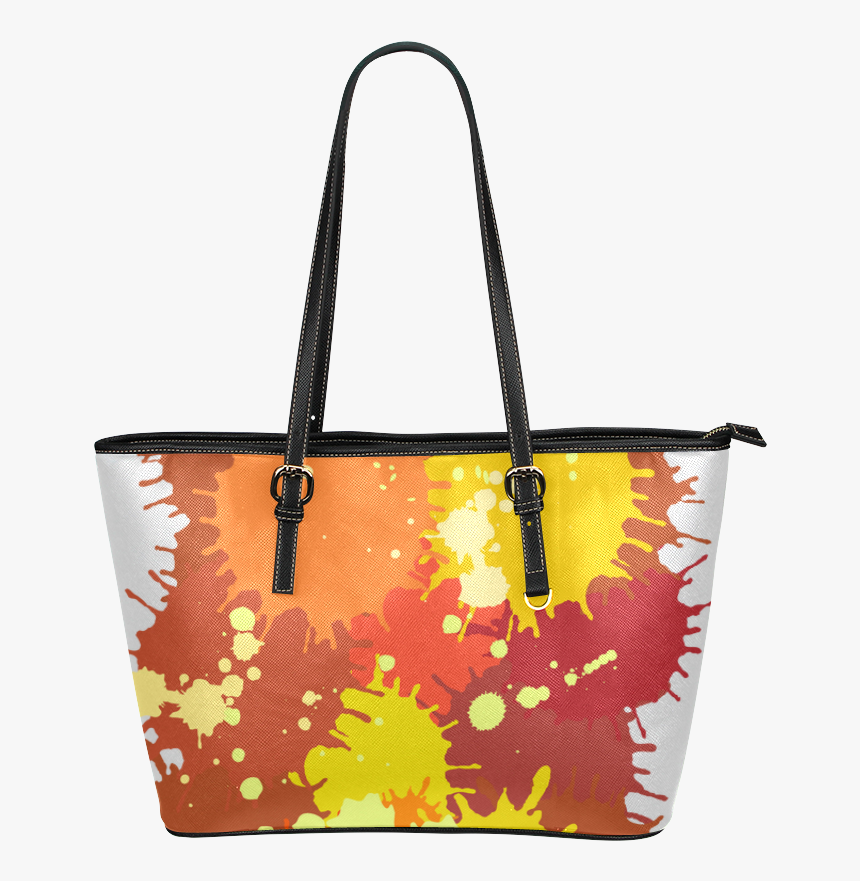 Summer Orange Yellow Splash Painting Leather Tote Bag/large - Shoulder Bag, HD Png Download